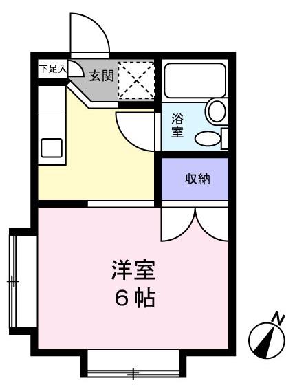 ベイショア宮崎(1K/2階)の間取り写真