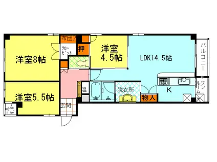 サンシェルマン(3LDK/3階)の間取り写真