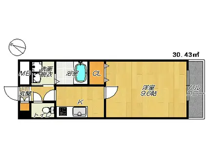 アンプルールフェールPARFAIT(1K/3階)の間取り写真