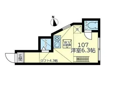 ユナイト田浦ロペス・ホルティージョ(1K/1階)の間取り写真