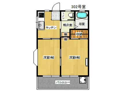 プリメーラ中泉(2K/3階)の間取り写真