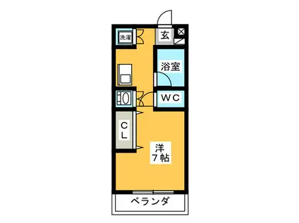 アメリアLコート(ワンルーム/1階)の間取り写真