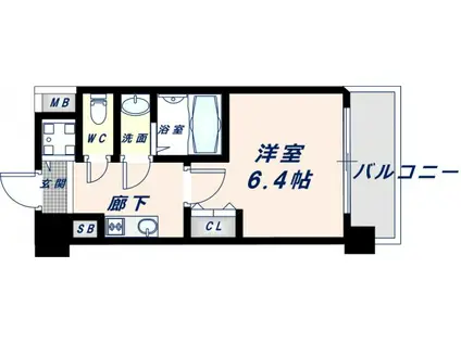 スプランディット高井田(1K/13階)の間取り写真