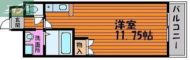 ロイヤルレピュート東島田(ワンルーム/2階)の間取り写真