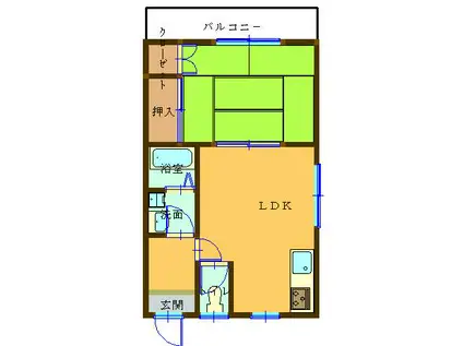 田中アパートE(1LDK/2階)の間取り写真