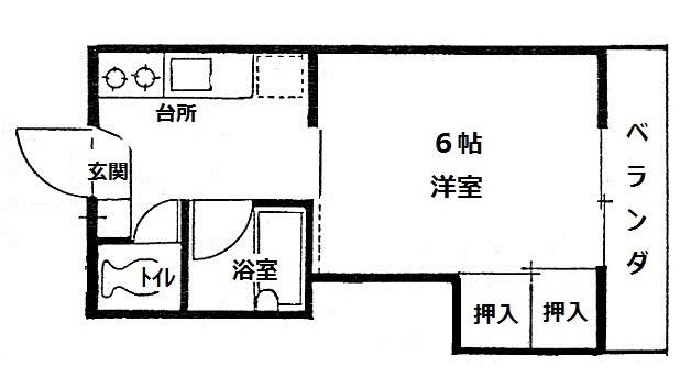 アーバン横山(1K/2階)の間取り写真