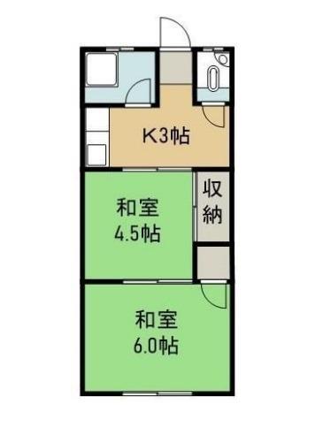 コーポ85南棟(2K/2階)の間取り写真