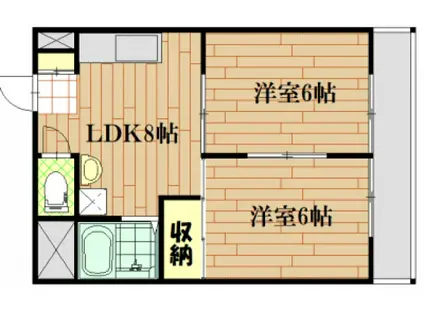 スカイハイツ富第2(2DK/3階)の間取り写真