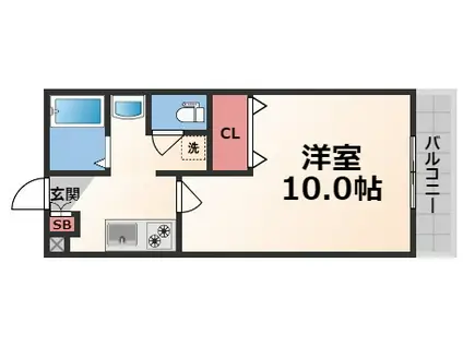 アリスコート菱屋西(1K/2階)の間取り写真