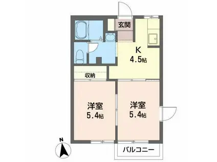 ノーブルメゾン(2K/2階)の間取り写真