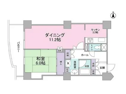 文京グリーンコート ビュータワー本駒込B(1LDK/20階)の間取り写真