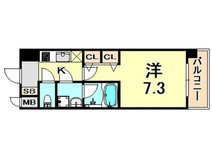 スプランディッド神戸北野(1K/14階)の間取り写真