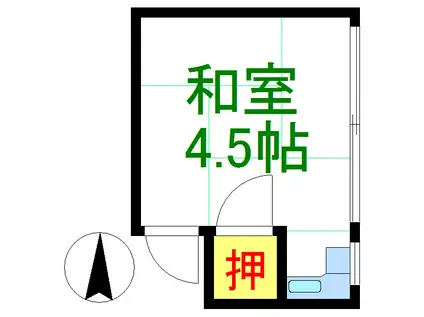 倉田荘(ワンルーム/2階)の間取り写真