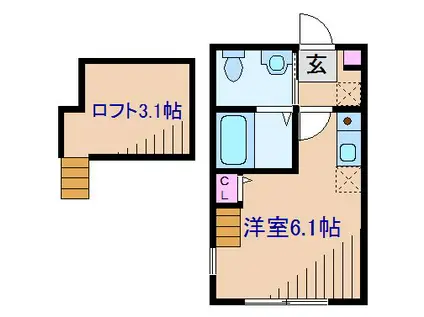 ハーミットクラブハウス菊名IIIC号棟(ワンルーム/1階)の間取り写真