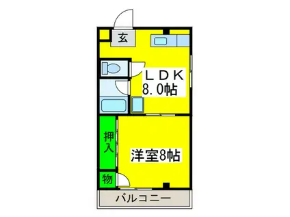 みずほマンション(1LDK/3階)の間取り写真