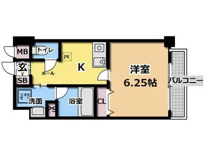ジュネス関目高殿(1K/4階)の間取り写真
