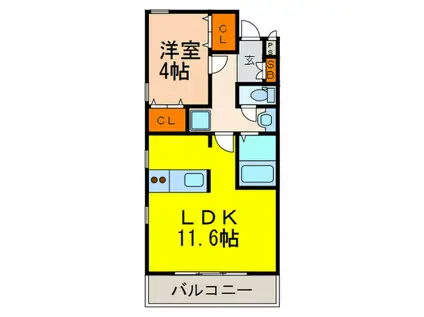 ALIST COURT NISHIGUCHI(1LDK/3階)の間取り写真