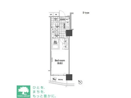パークハビオ赤坂タワー(1K/13階)の間取り写真