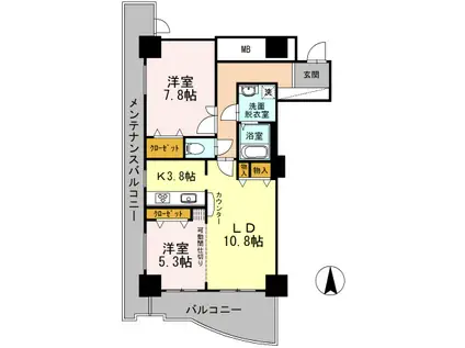 品川シーサイドビュータワーII(2LDK/15階)の間取り写真