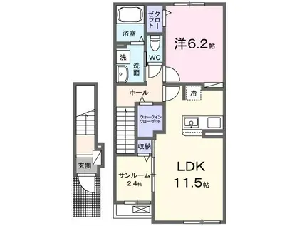 マーベラス(1LDK/2階)の間取り写真