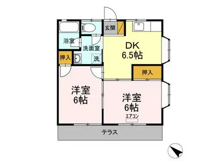 第5早川ハウス(2DK/1階)の間取り写真