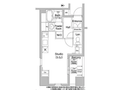 コンフォリア銀座イースト(ワンルーム/9階)の間取り写真