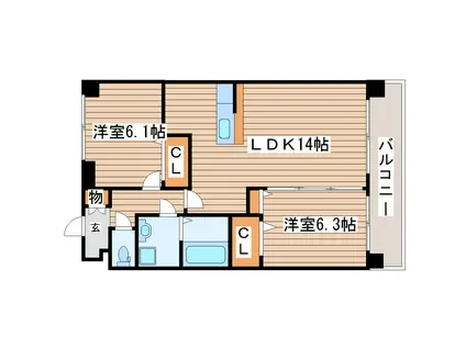 レジデンス仙台泉(2LDK/5階)の間取り写真