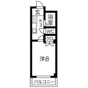 ベルズ有松A棟(1K/2階)の間取り写真