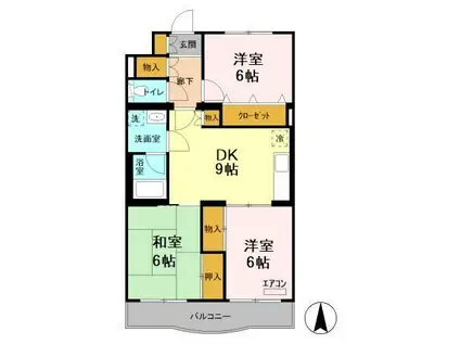 プラムマンション(3DK/2階)の間取り写真