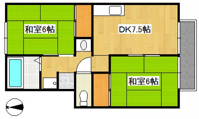 パンションN(2DK/2階)の間取り写真
