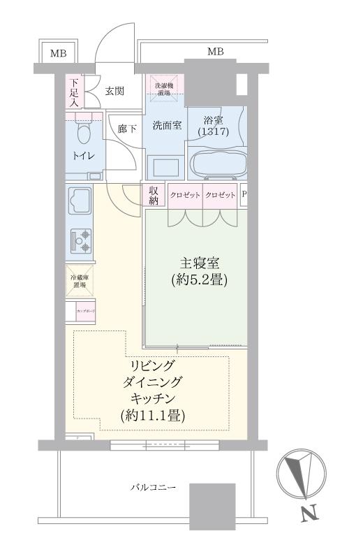 WORLD TOWER RESIDENCE(1LDK/17階)の間取り写真