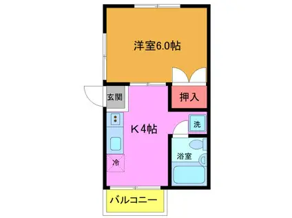 ストークハイツ桶川(1K/1階)の間取り写真