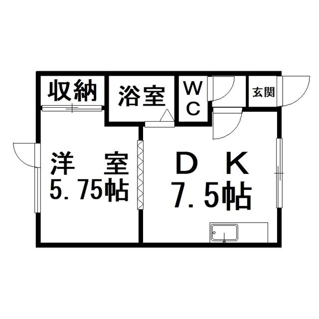 ロッキーハイツ(1DK/1階)の間取り写真