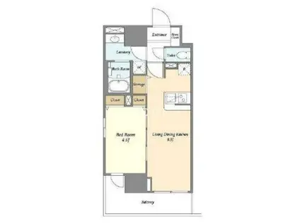 LA PERLA岩本町(1LDK/9階)の間取り写真