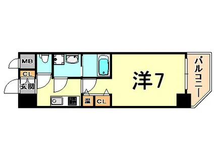 アドバンス三宮シュロス(1K/9階)の間取り写真