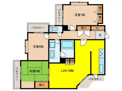 クレイドル宝松苑(3LDK/4階)の間取り写真