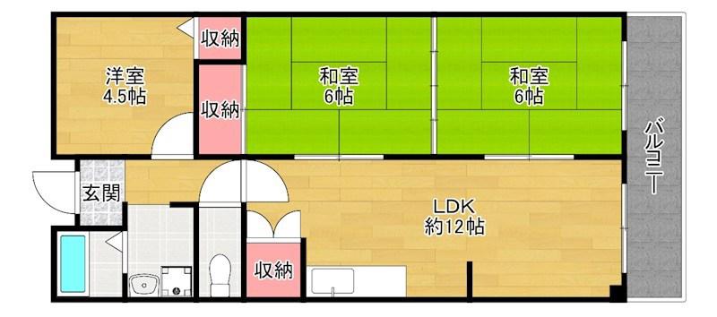 コーポヒルトップ(3LDK/2階)の間取り写真