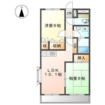 ウィンコート(2LDK/2階)の間取り写真