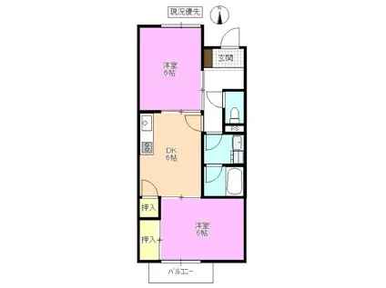 ピュアハイツ(2DK/2階)の間取り写真