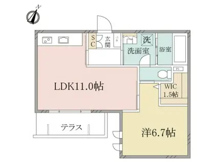 ヘーベルヴィレッジ鵜の木CASAうのき20(1LDK/2階)の間取り写真