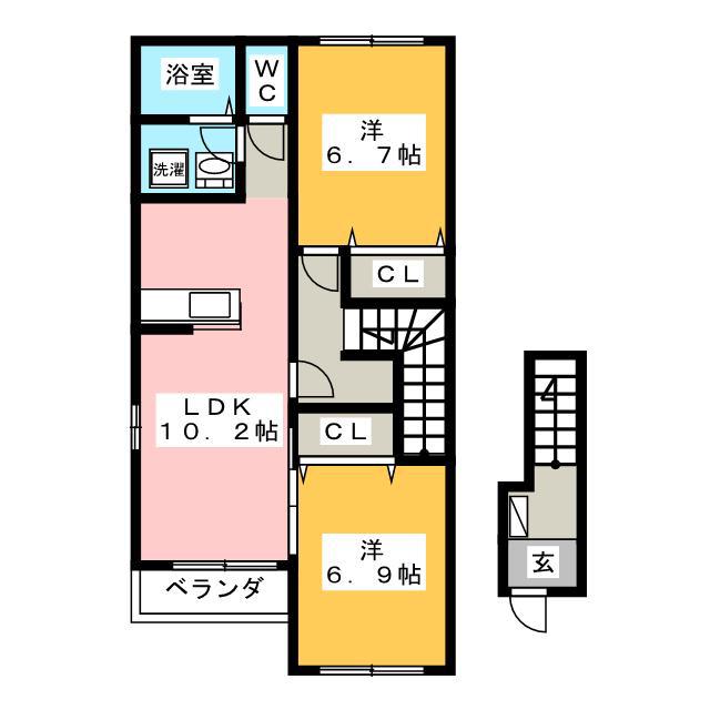 フォルゴットながら(2LDK/2階)の間取り写真