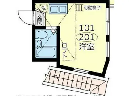ユナイト山手エドアルド・ブフナー(ワンルーム/2階)の間取り写真