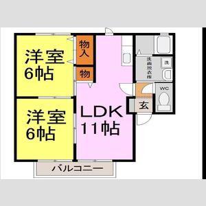 レトア東南(2LDK/1階)の間取り写真