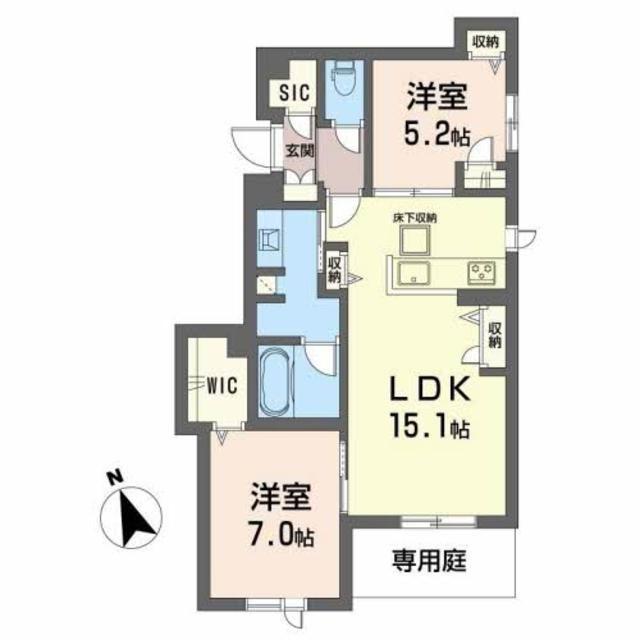 フィーノ(2LDK/1階)の間取り写真