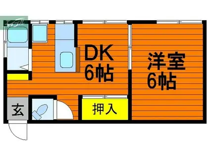 長本アパート(1DK/2階)の間取り写真