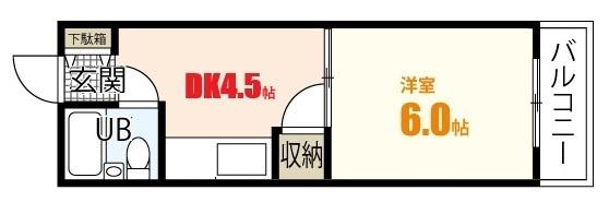 谷岡ビル1号館(1DK/2階)の間取り写真