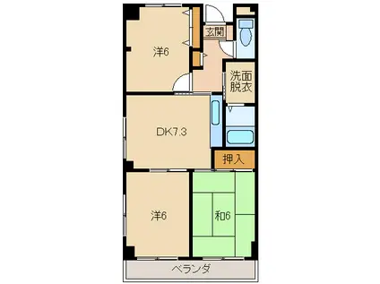 サンライフF(3DK/1階)の間取り写真