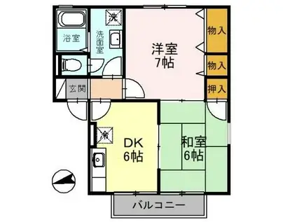 アットホーム花 B棟(2DK/2階)の間取り写真