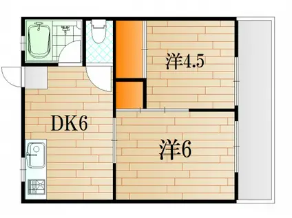 コーポ辻村I(2DK/1階)の間取り写真