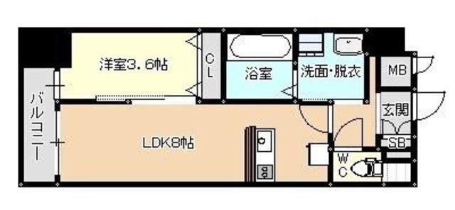 アヴァンティ銀天町(1LDK/6階)の間取り写真